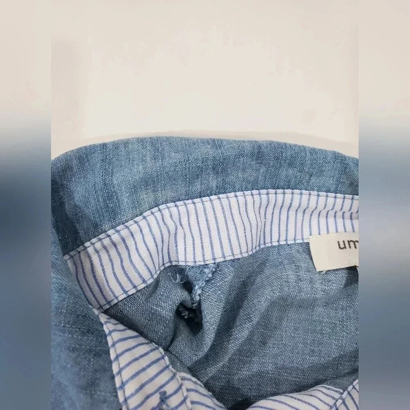 Umgee Size Small Chambray Button Front Mini Dress Popover‎ Top Short Sleeve - Picture 9 of 9